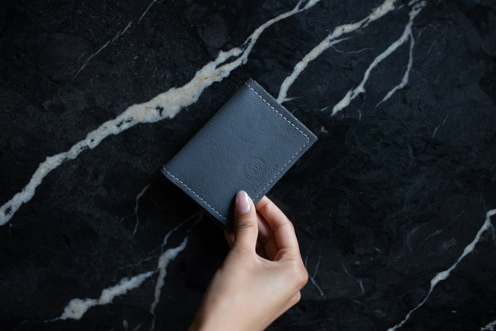 Minimalist Wallet | Repurposed Automotive Leather | Card Pockets | Black, Gray