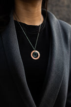 Restored Necklace | Repurposed Automotive Copper Washer & Windshield Glass | Stainless Steel Chain