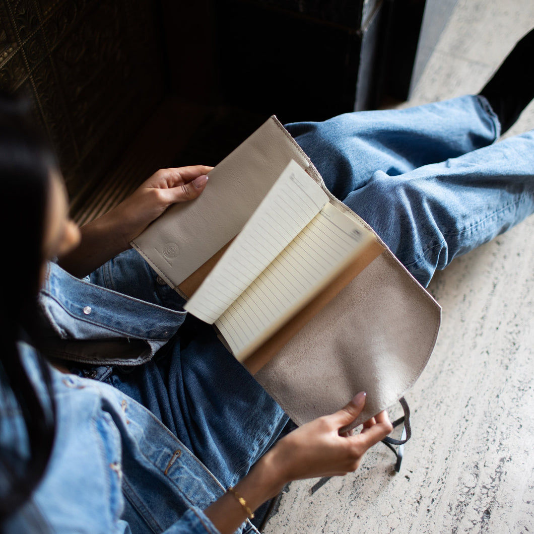 Closure Leather Journal Cover with Notebook and Pen