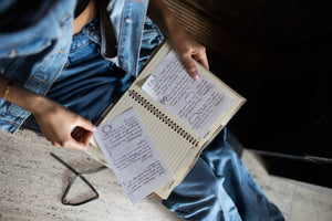 Closure Leather Journal Cover with Notebook and Pen