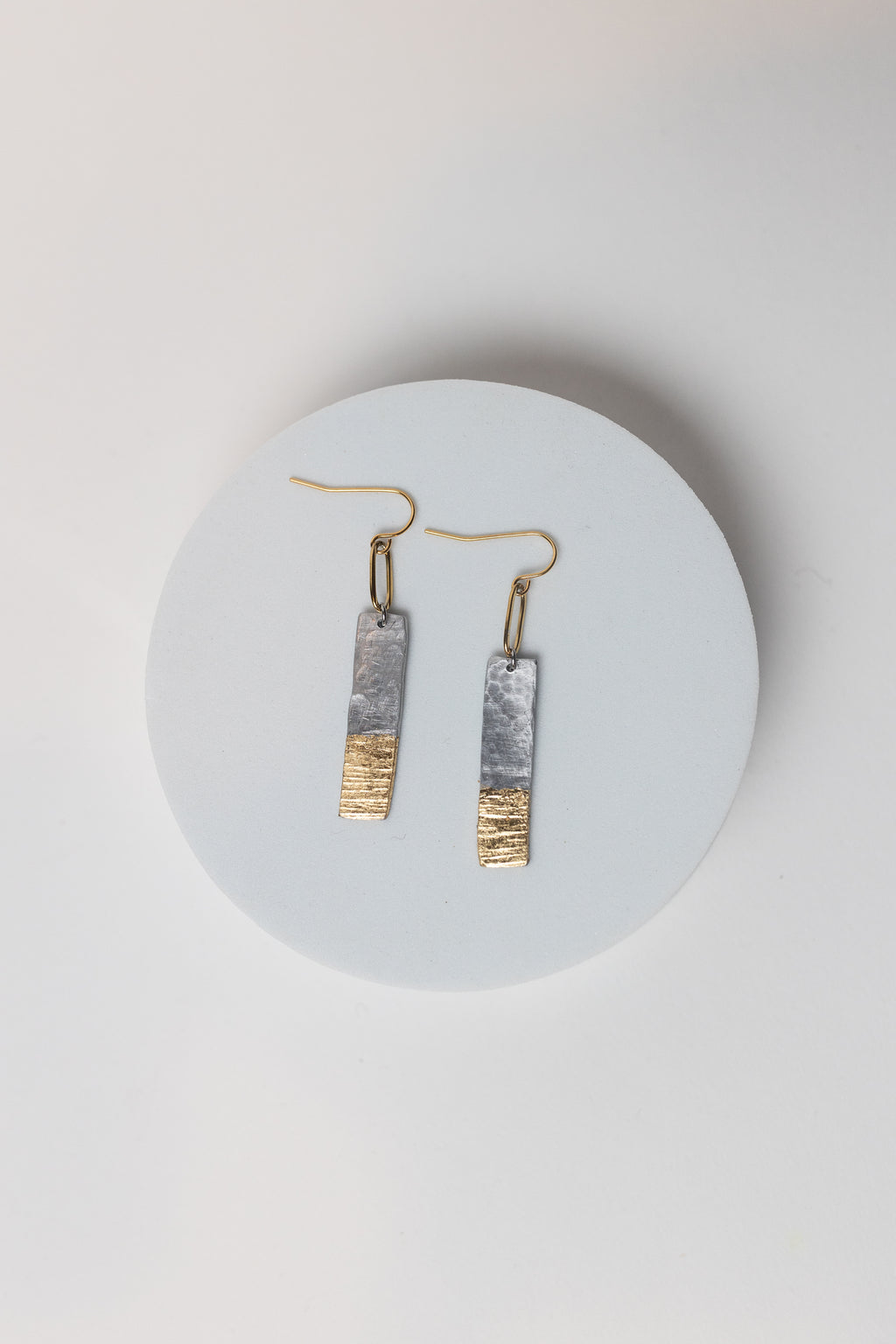 The Light Ahead Earrings | Repurposed Automotive Aluminum | Gold Leaf | Gold Plated Ear Wire