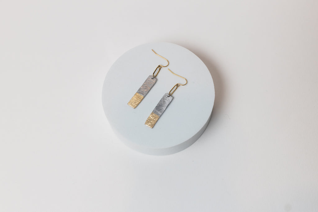 The Light Ahead Earrings | Repurposed Automotive Aluminum | Gold Leaf | Gold Plated Ear Wire