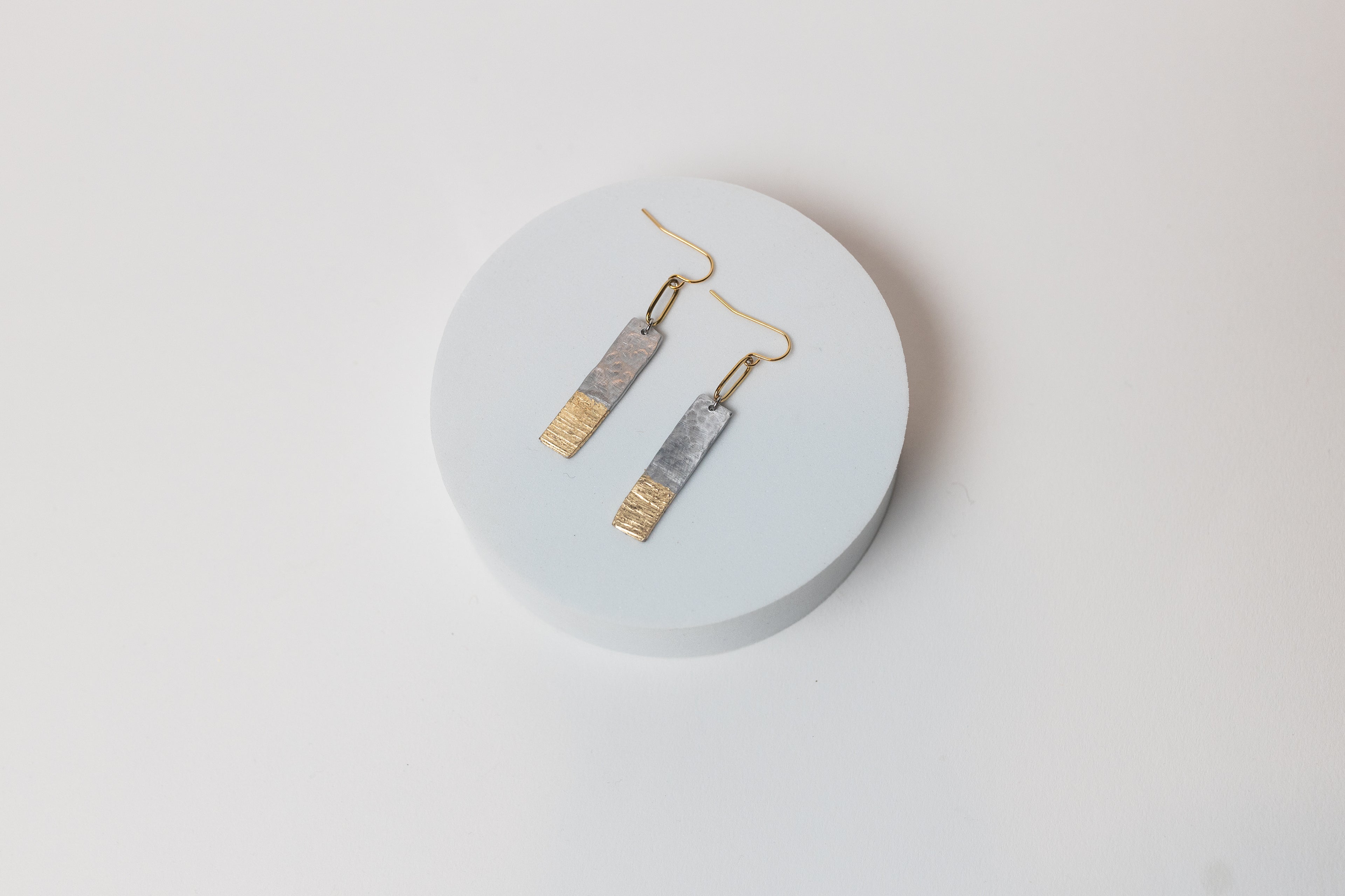 The Light Ahead Earrings | Repurposed Automotive Aluminum | Gold Leaf | Gold Plated Ear Wire