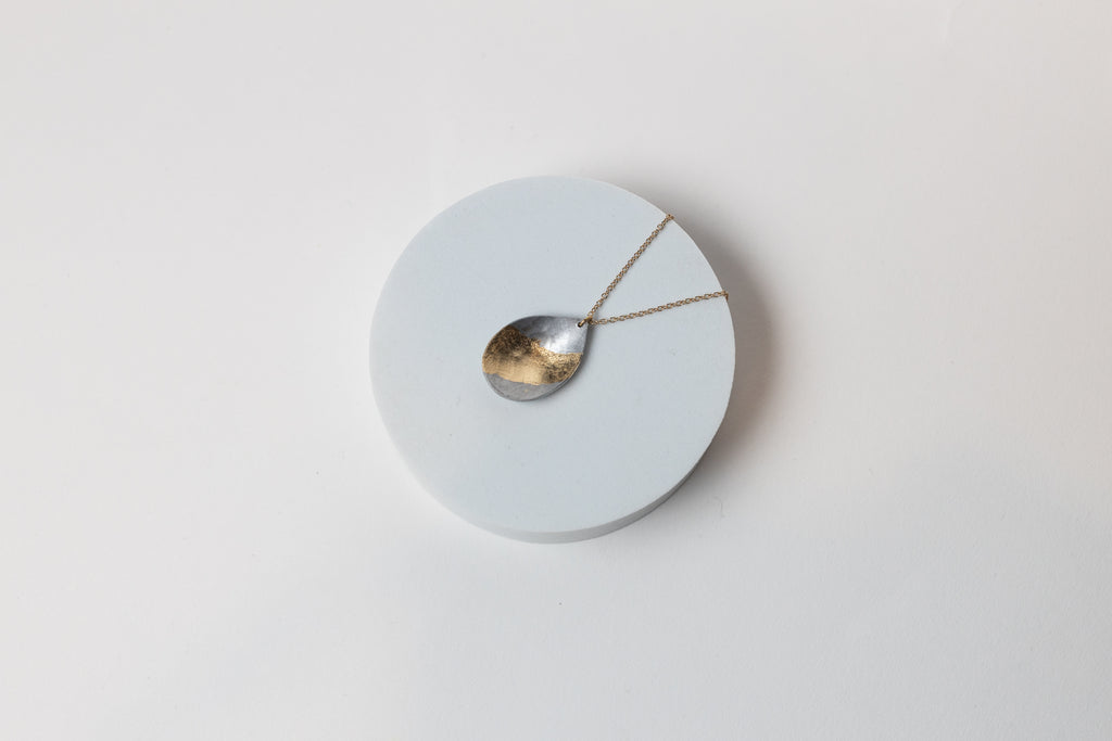 Within Necklace | Repurposed Automotive Aluminum Parts | Gold Leaf | Gold Plated Chain