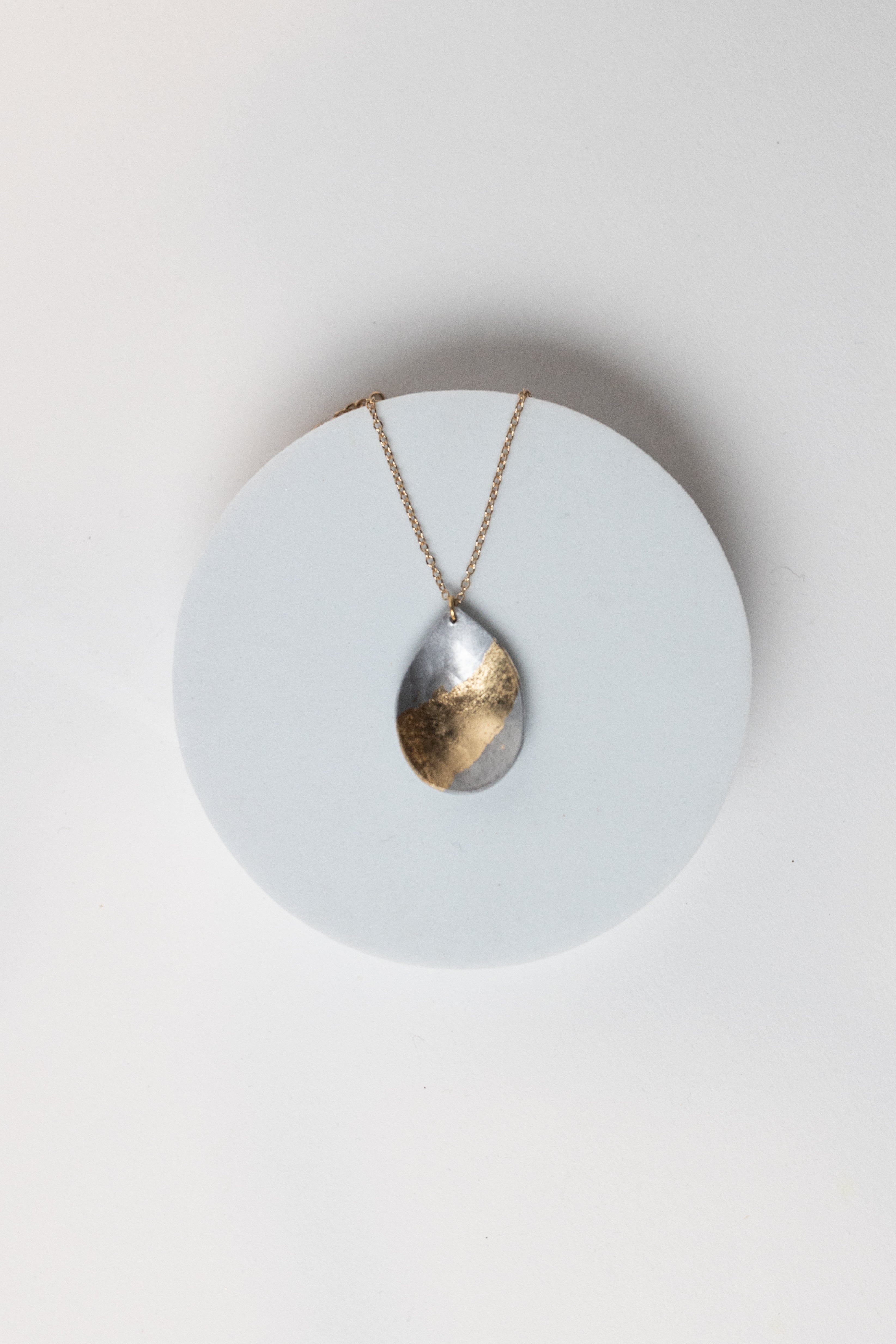 Within Necklace | Repurposed Automotive Aluminum Parts | Gold Leaf | Gold Plated Chain