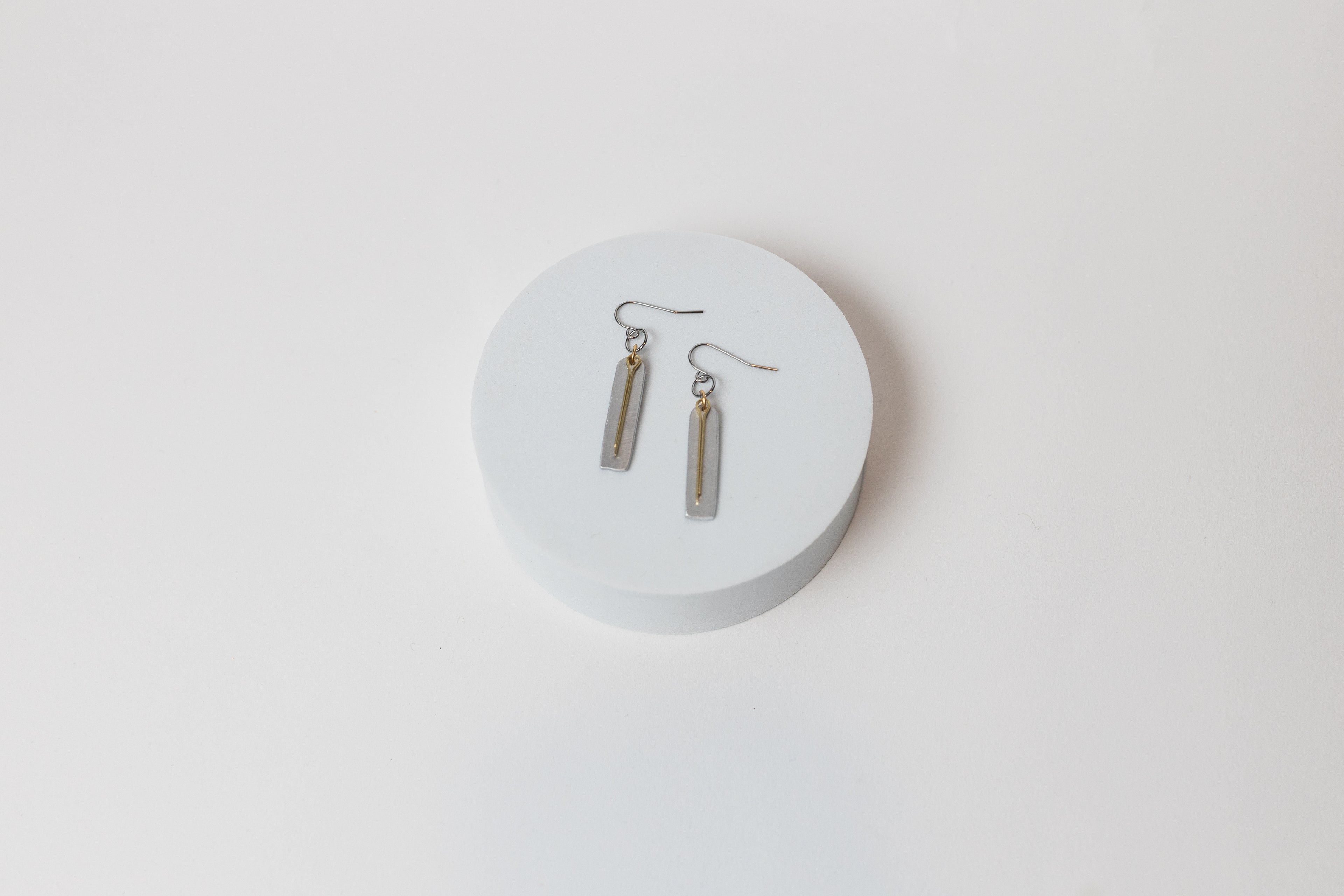Archways Earrings | Repurposed Automotive Aluminum & Brass | Stainless Steel Ear Wire