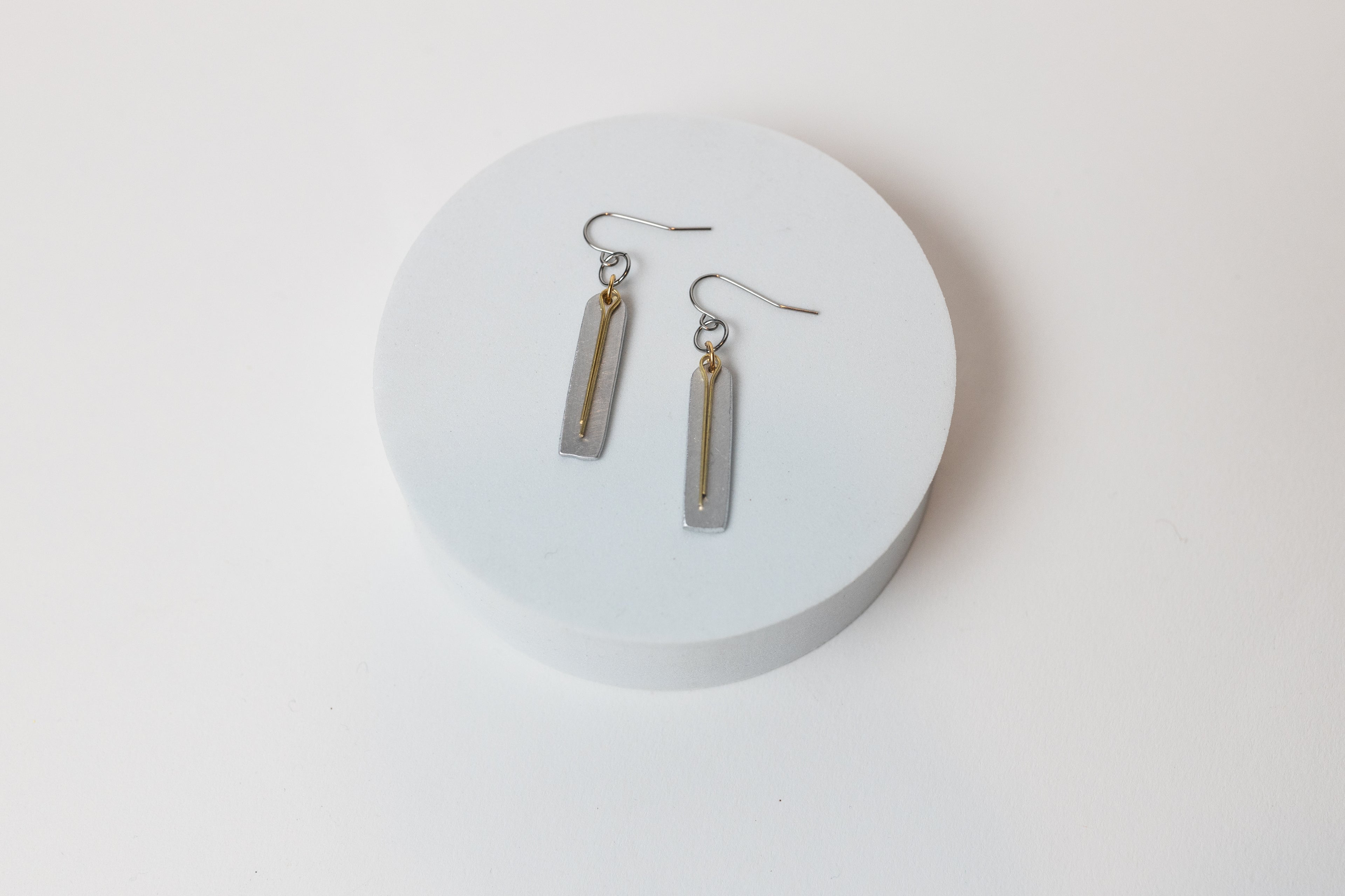 Archways Earrings | Repurposed Automotive Aluminum & Brass | Stainless Steel Ear Wire