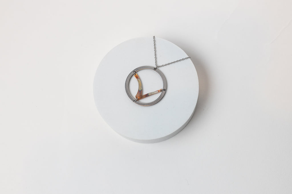 Hills & Valleys Necklace | Repurposed Automotive Copper & Steel Auto Shims | Stainless Steel Chain