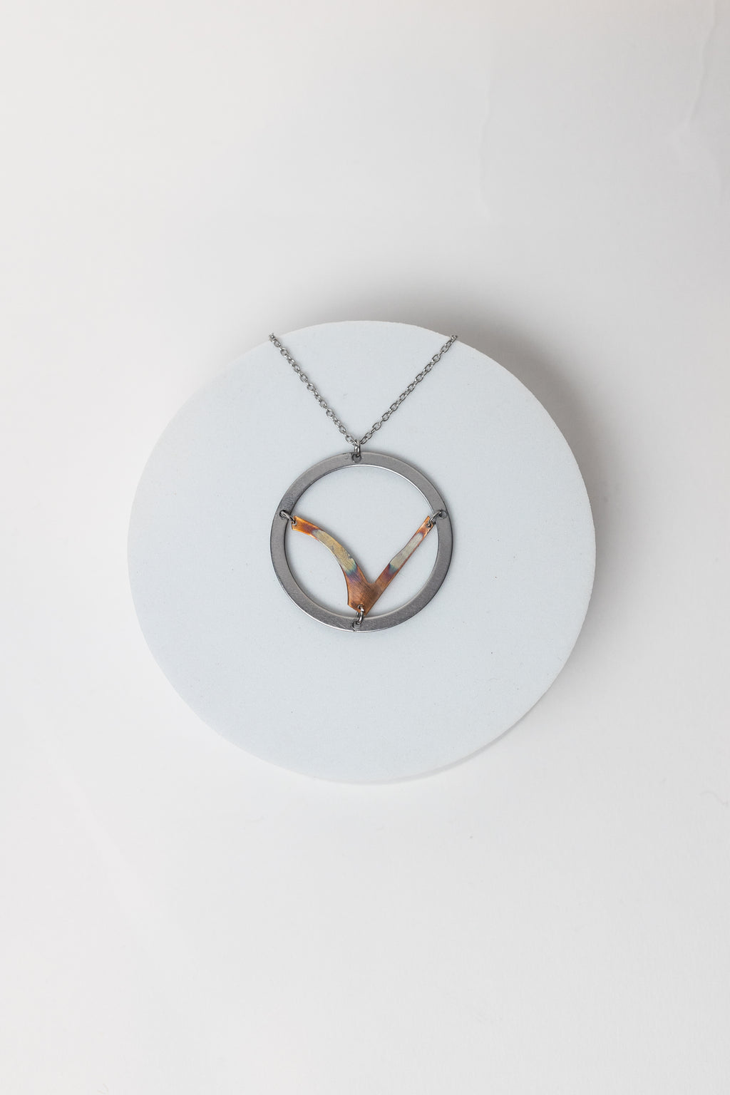 Hills & Valleys Necklace | Repurposed Automotive Copper & Steel Auto Shims | Stainless Steel Chain