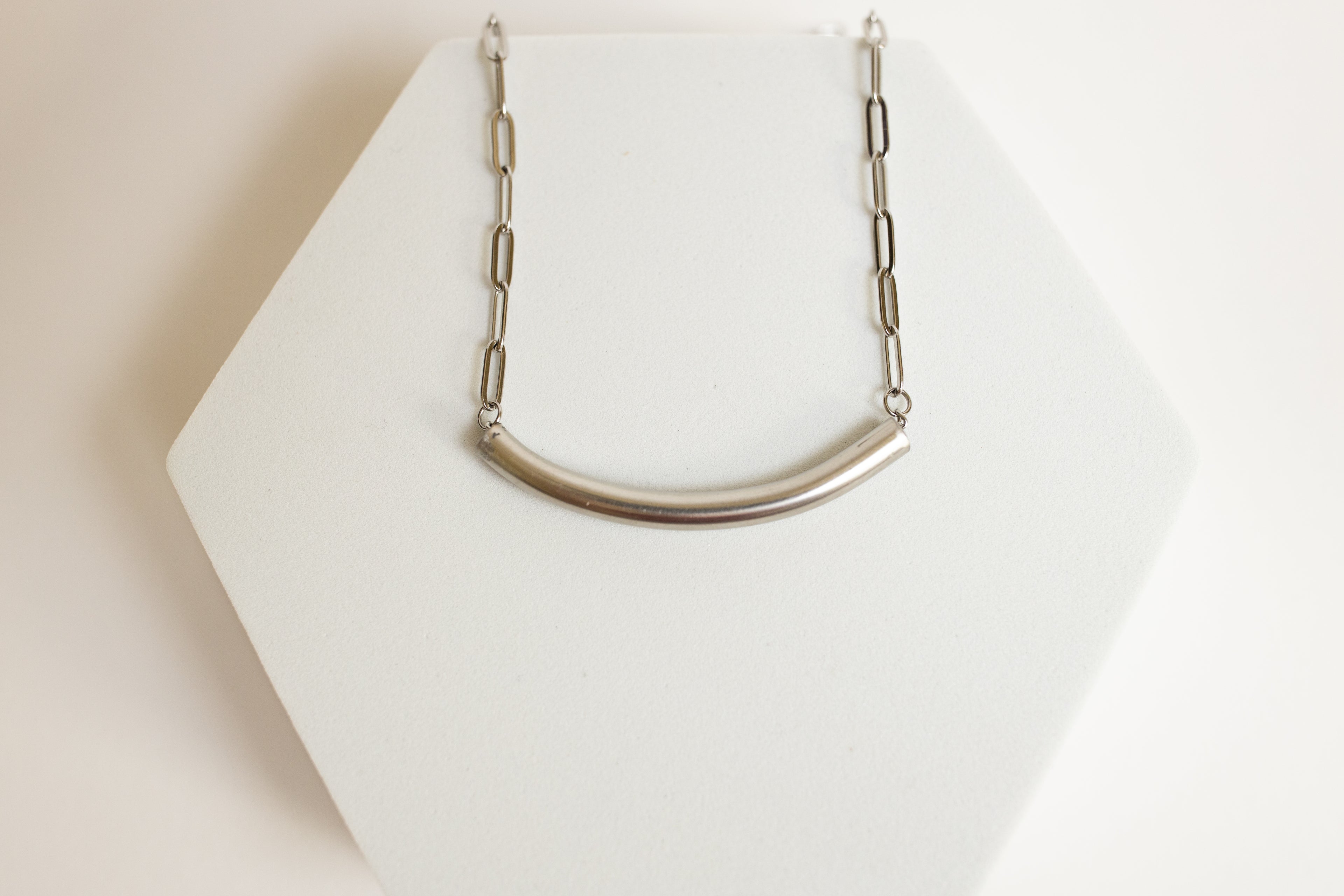 Higher Ground Necklace | Repurposed Automotive Steel Brake Line | Stainless Steel Chain