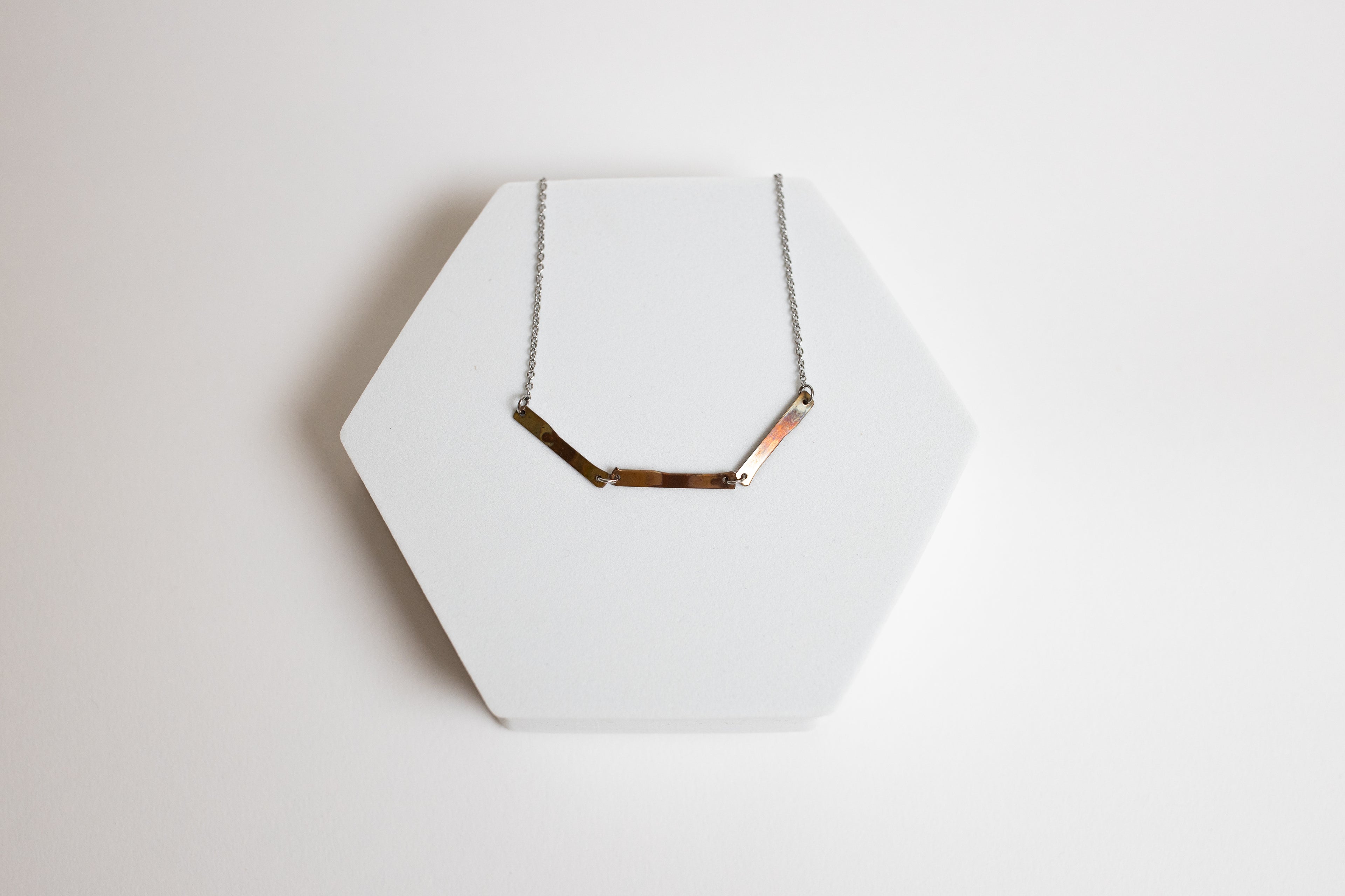 Midnight Train Necklace | Upcycled Automotive Copper Shim | Stainless Steel Chain