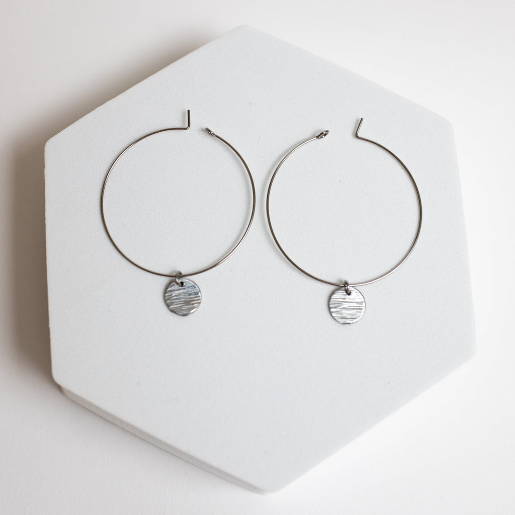 Endless Love Earrings | Repurposed Automotive Steel Parts | Surgical Steel Hoops