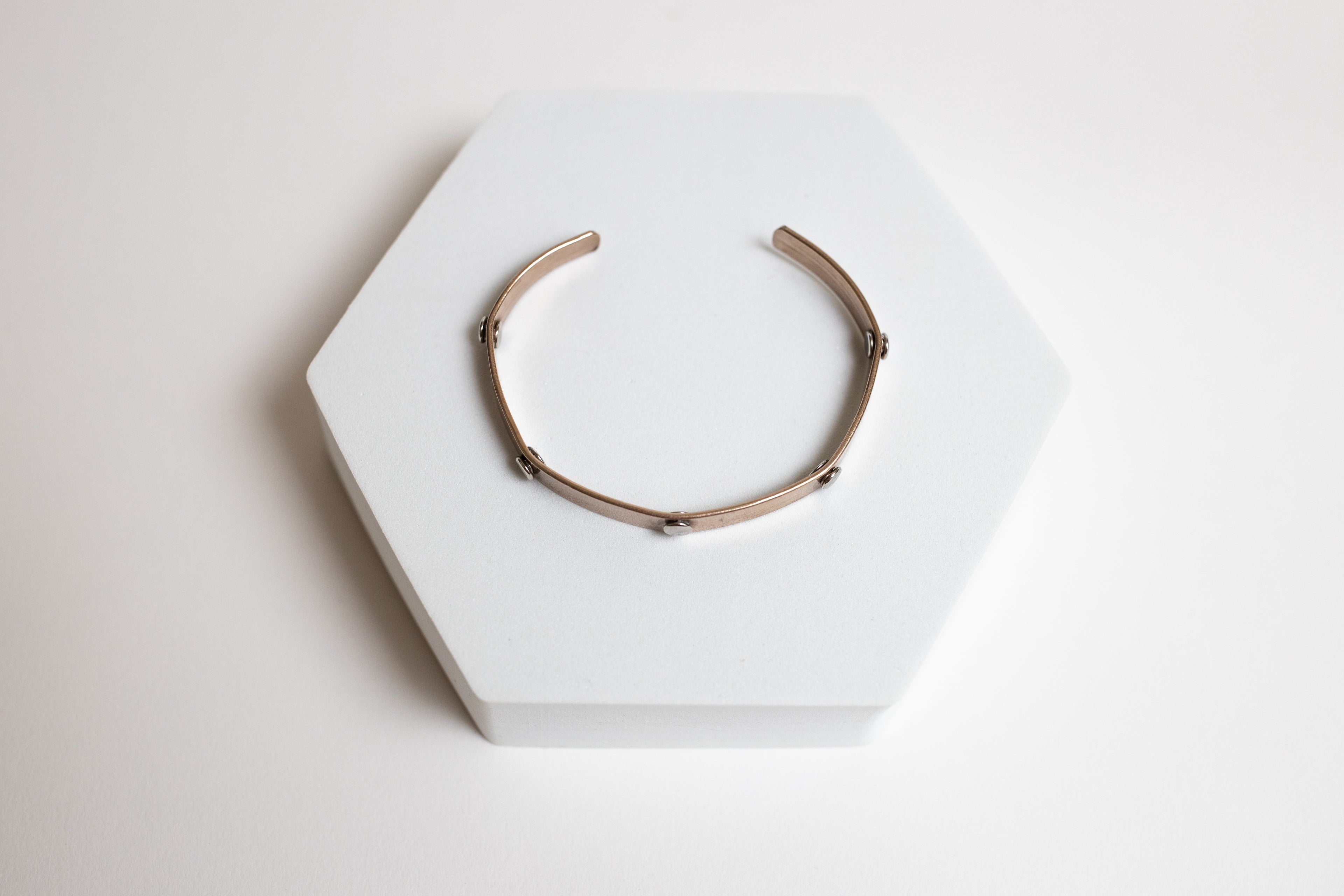 Like A Rock Unisex Cuff | Repurposed Automotive Copper Brake Line & Steel Rivets