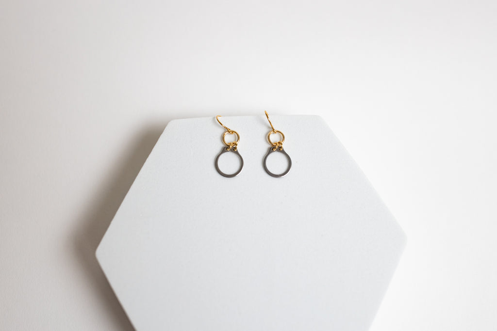 How Sweet It Is Earrings | Repurposed Stainless Steel Auto Retaining Ring | Gold Plated Ear Wire