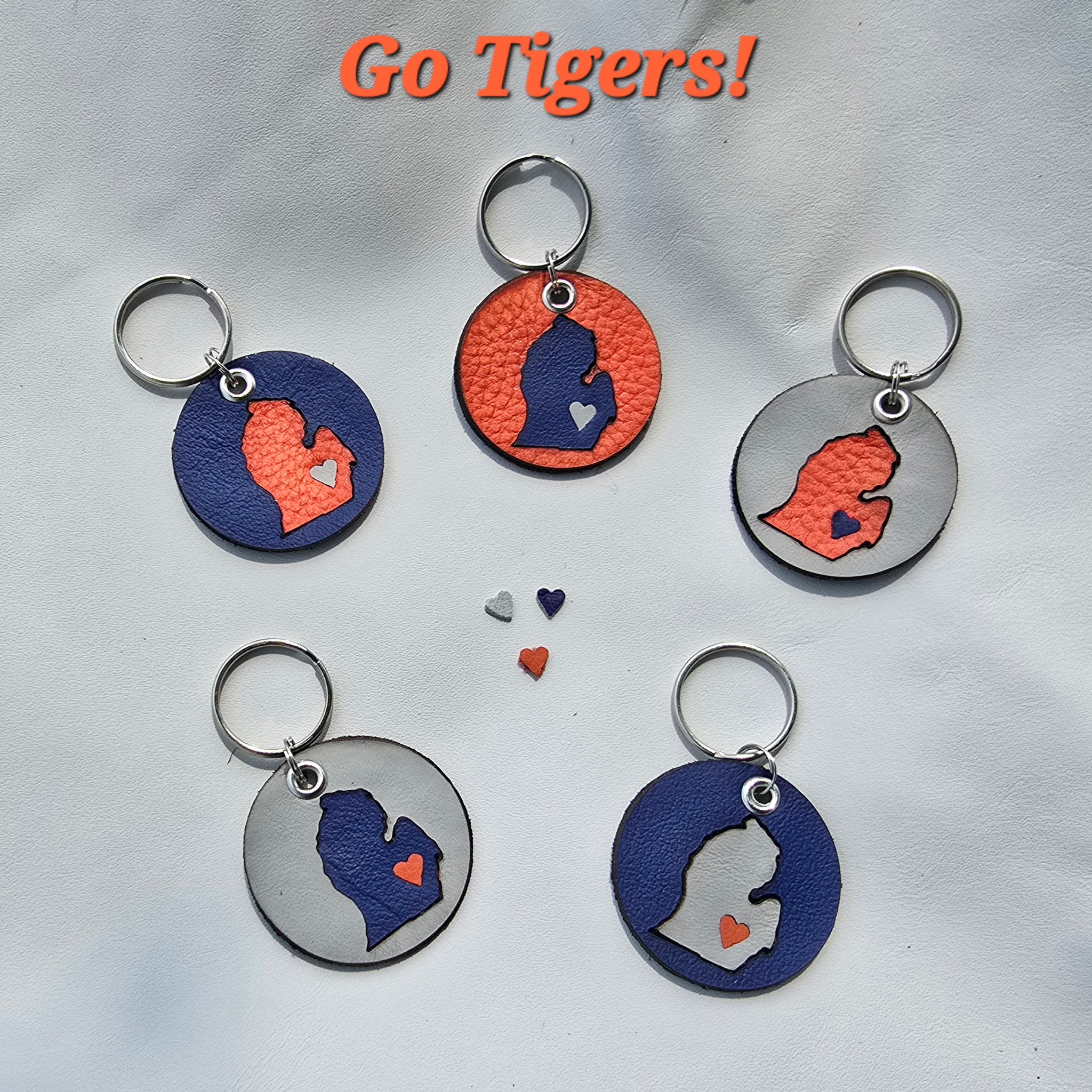 On the Move Michigan Keychain | Repurposed Automotive Leather | Team & Various Colors Available