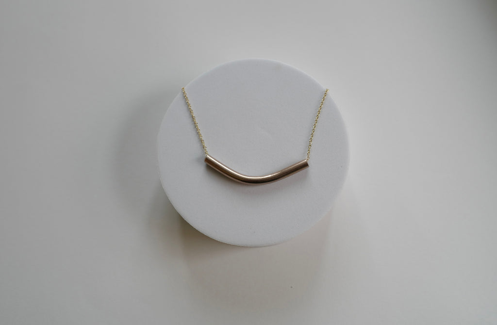 Bent Not Broken Necklace | Repurposed Automotive Copper Brake Line | Gold Plated Chain