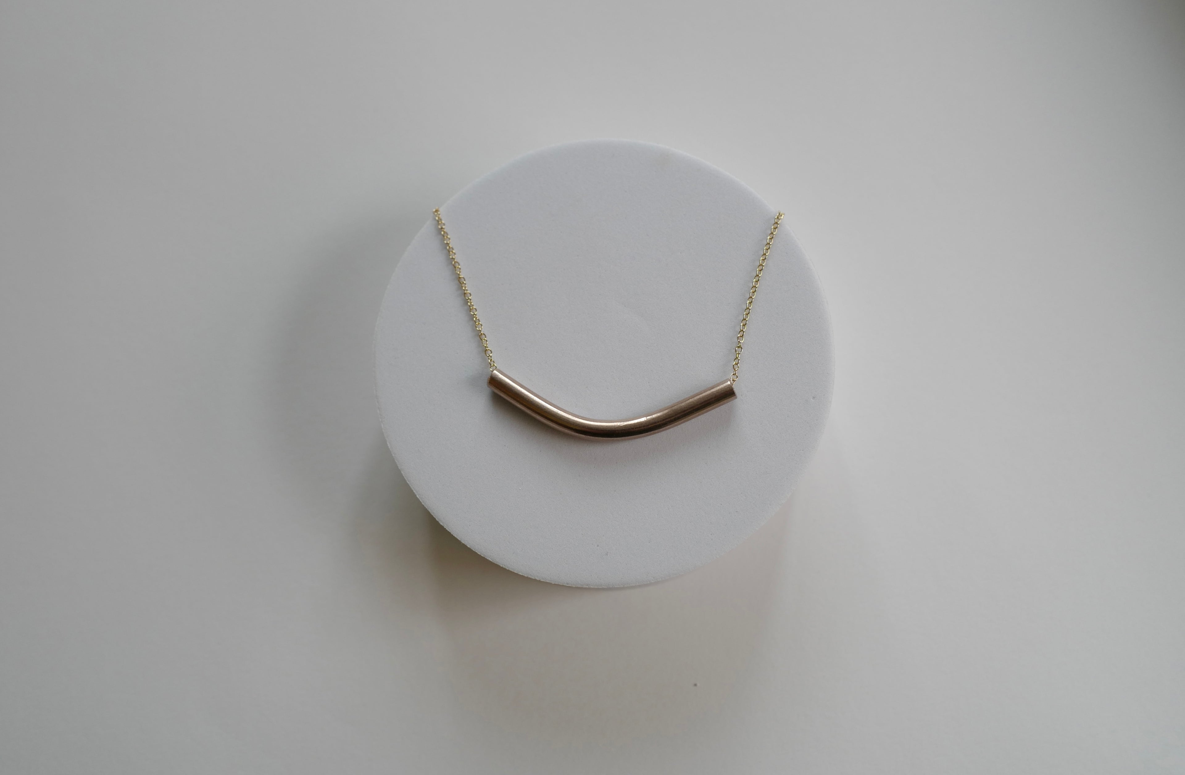 Bent Not Broken Necklace | Repurposed Automotive Copper Brake Line | Gold Plated Chain