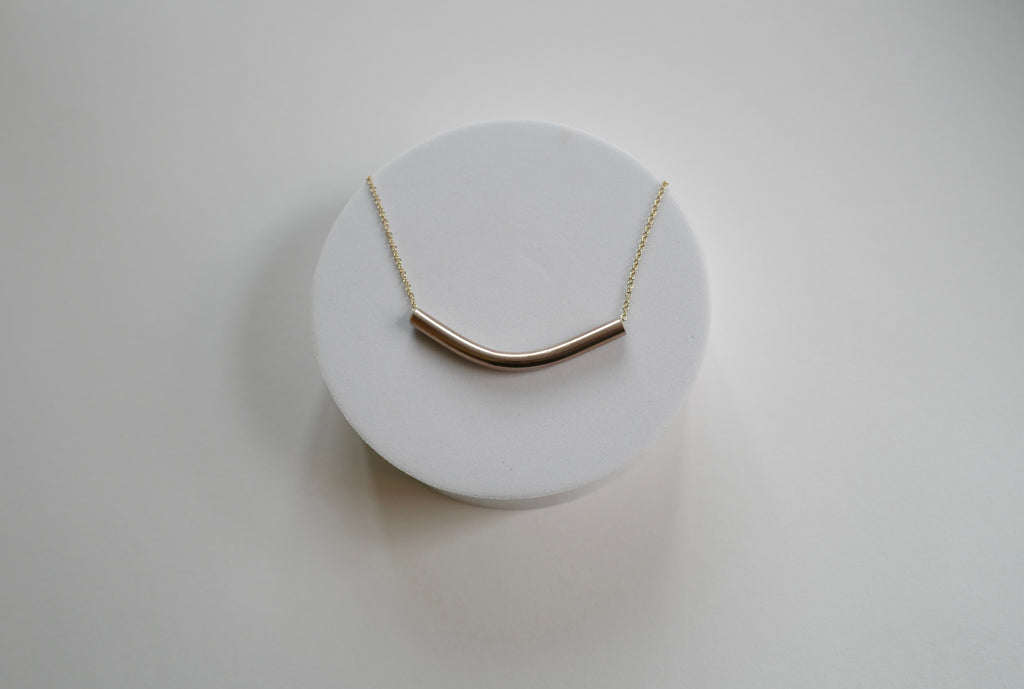 Bent Not Broken Necklace | Repurposed Automotive Copper Brake Line | Gold Plated Chain
