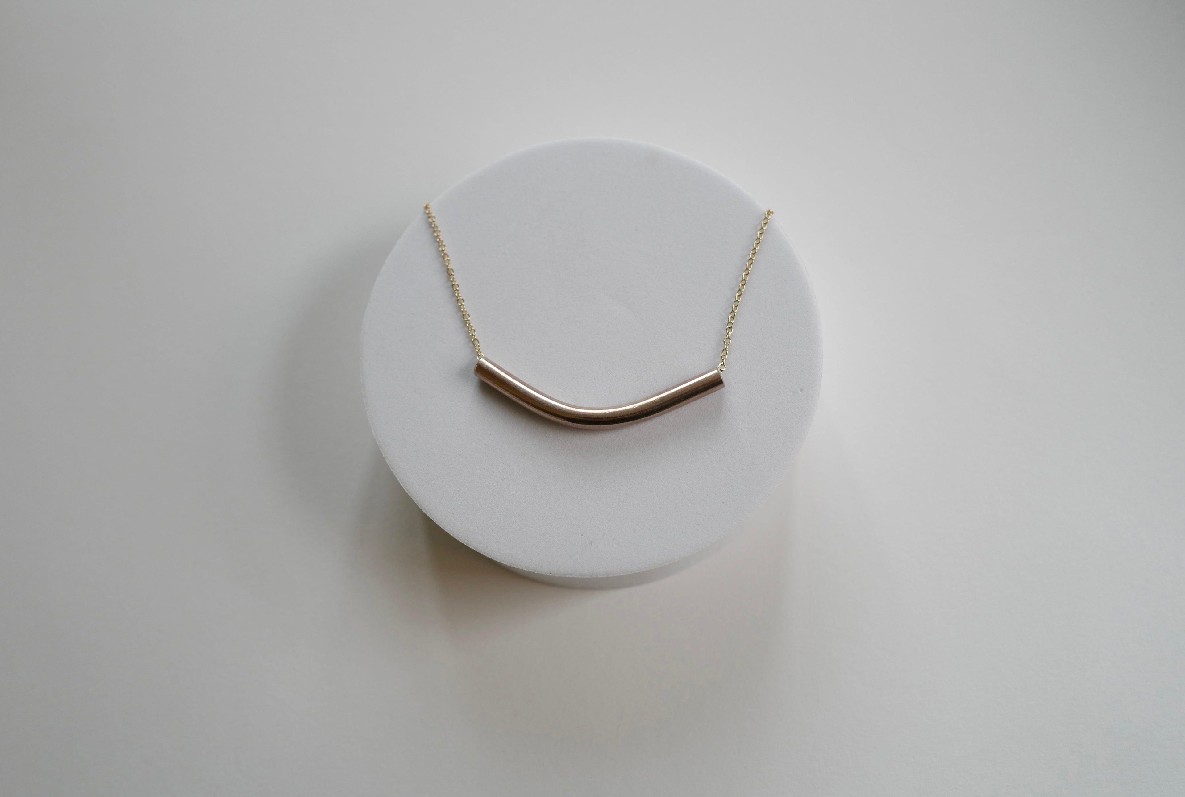 Bent Not Broken Necklace | Repurposed Automotive Copper Brake Line | Gold Plated Chain