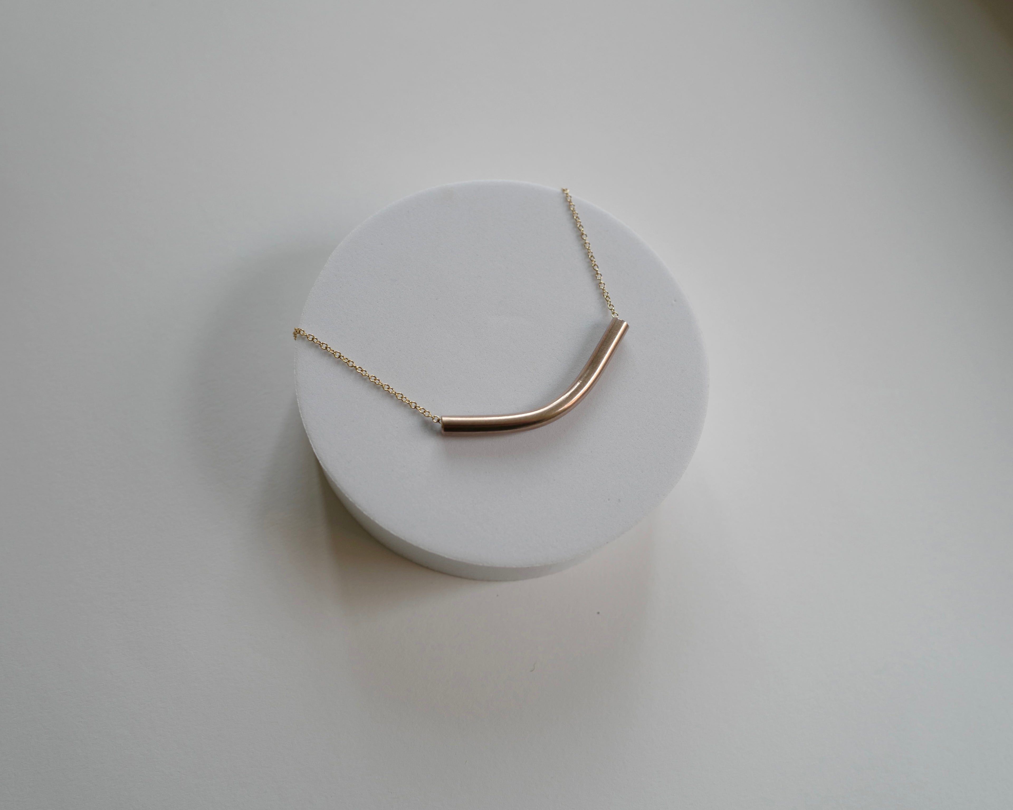 Bent Not Broken Necklace | Repurposed Automotive Copper Brake Line | Gold Plated Chain