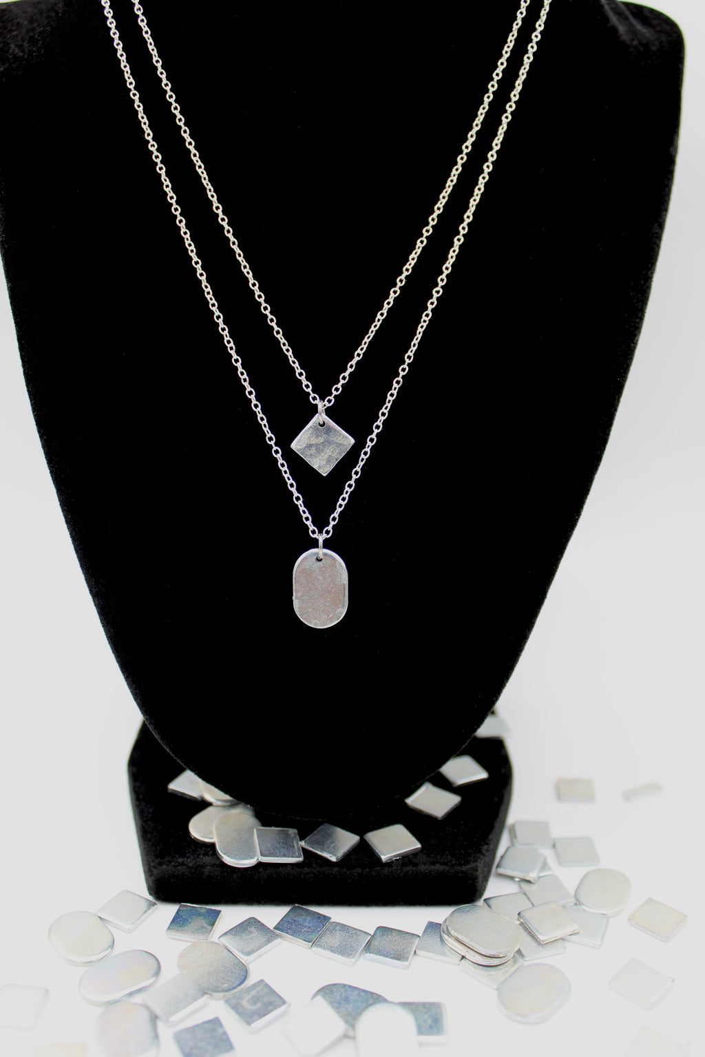 Layers Necklace | Salvaged Steel Auto Part | Sterling Silver Two-Strand Chain