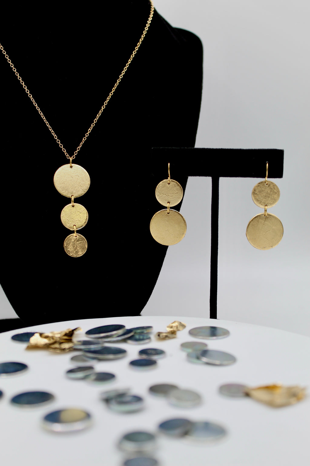 Enlight Necklace | Upcycled Steel Auto Parts | Gold Leaf | Adjustable Gold Plated Chain