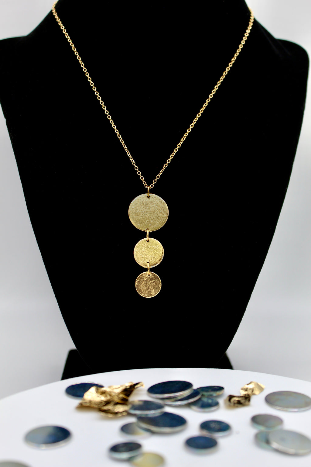 Enlight Necklace | Upcycled Steel Auto Parts | Gold Leaf | Adjustable Gold Plated Chain