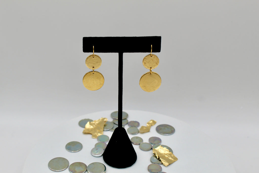 Enlight Earrings | Repurposed Automotive Steel | Gold Leaf | Gold Plated Ear Wire