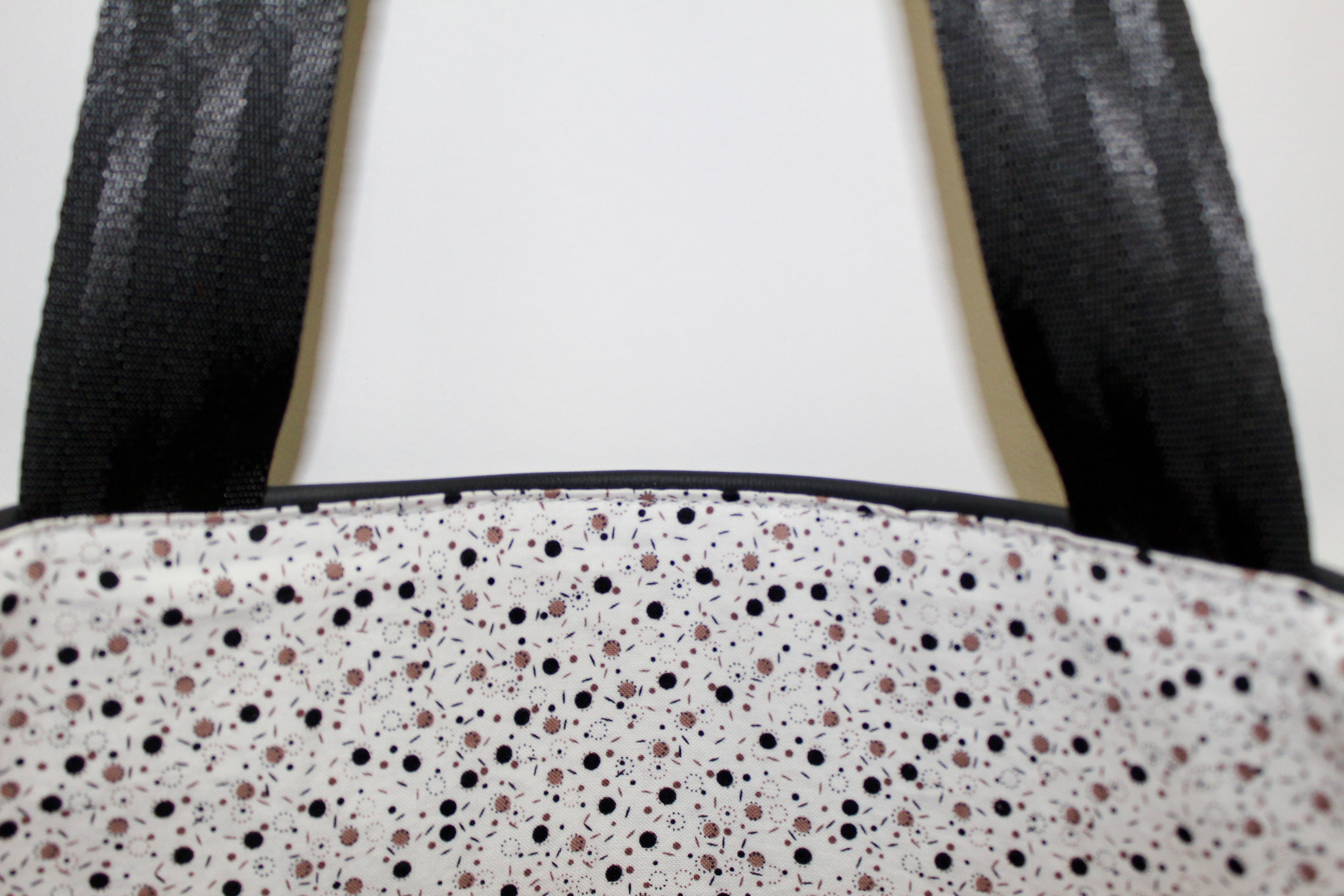 Patchwork Tote | Large Upcycled Auto Leather & Fabric | Black & White Stripe | One of a Kind Purse