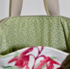 Patchwork Tote | Large Upcycled Auto Leather & Fabric | Cream, Blue, Green, & Pink Floral | One of a Kind Purse