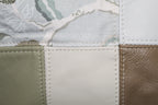 Patchwork Tote | Large Upcycled Auto Leather & Fabric | Soft Brown, Blue, & Green Floral | One of a Kind Purse