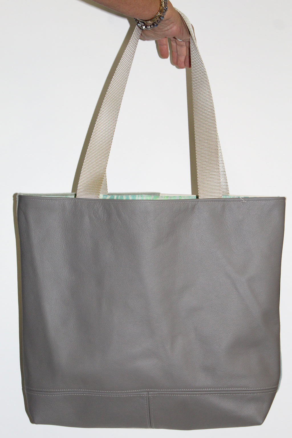 Patchwork Tote | Large Upcycled Auto Leather & Fabric | One of a Kind | Suede Blue, Teal, Butter Yellow Woven Fern Pattern