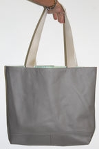 Patchwork Tote | Large Upcycled Auto Leather & Fabric | One of a Kind | Suede Blue, Teal, Butter Yellow Woven Fern Pattern
