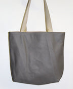 Patchwork Tote | Large Upcycled Auto Leather & Fabric | One of a Kind | Pink, Tan, Beige, White Abstract Embroidery