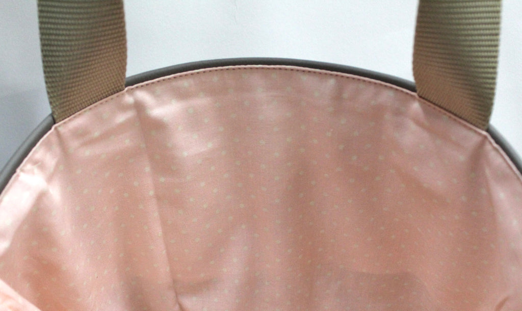 Patchwork Tote | Large Upcycled Auto Leather & Fabric | One of a Kind | Pink, Tan, Beige, White Abstract Embroidery