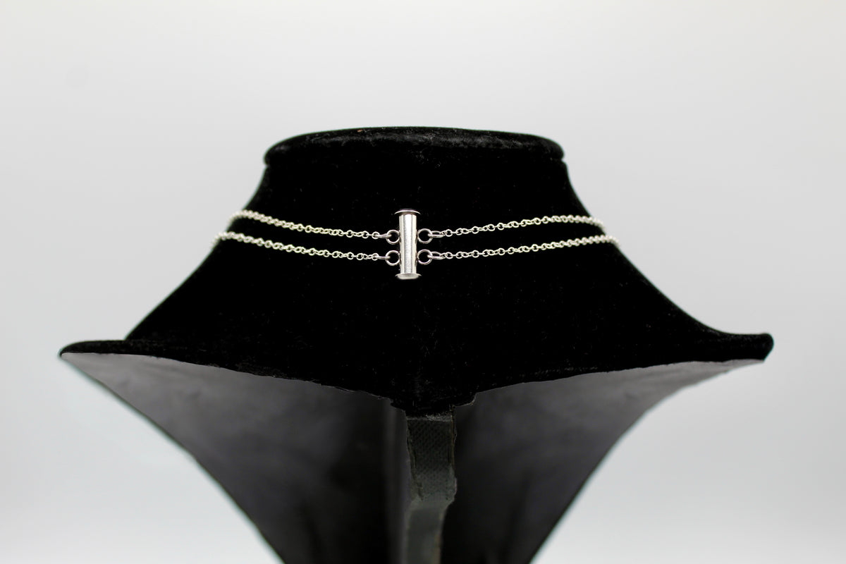 Layers Necklace | Salvaged Steel Auto Part | Sterling Silver Two-Strand Chain