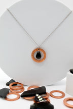 Time Necklace | Repurposed Automotive Copper Washer & Windshield Glass | Adjustable Stainless Steel Chain