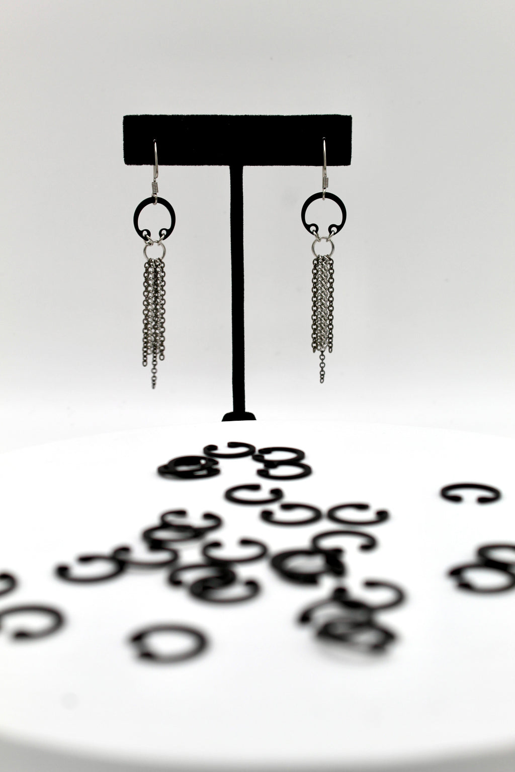 Rainfall Earrings | Repurposed Auto Retaining Rings | Stainless Steel Ear Wire