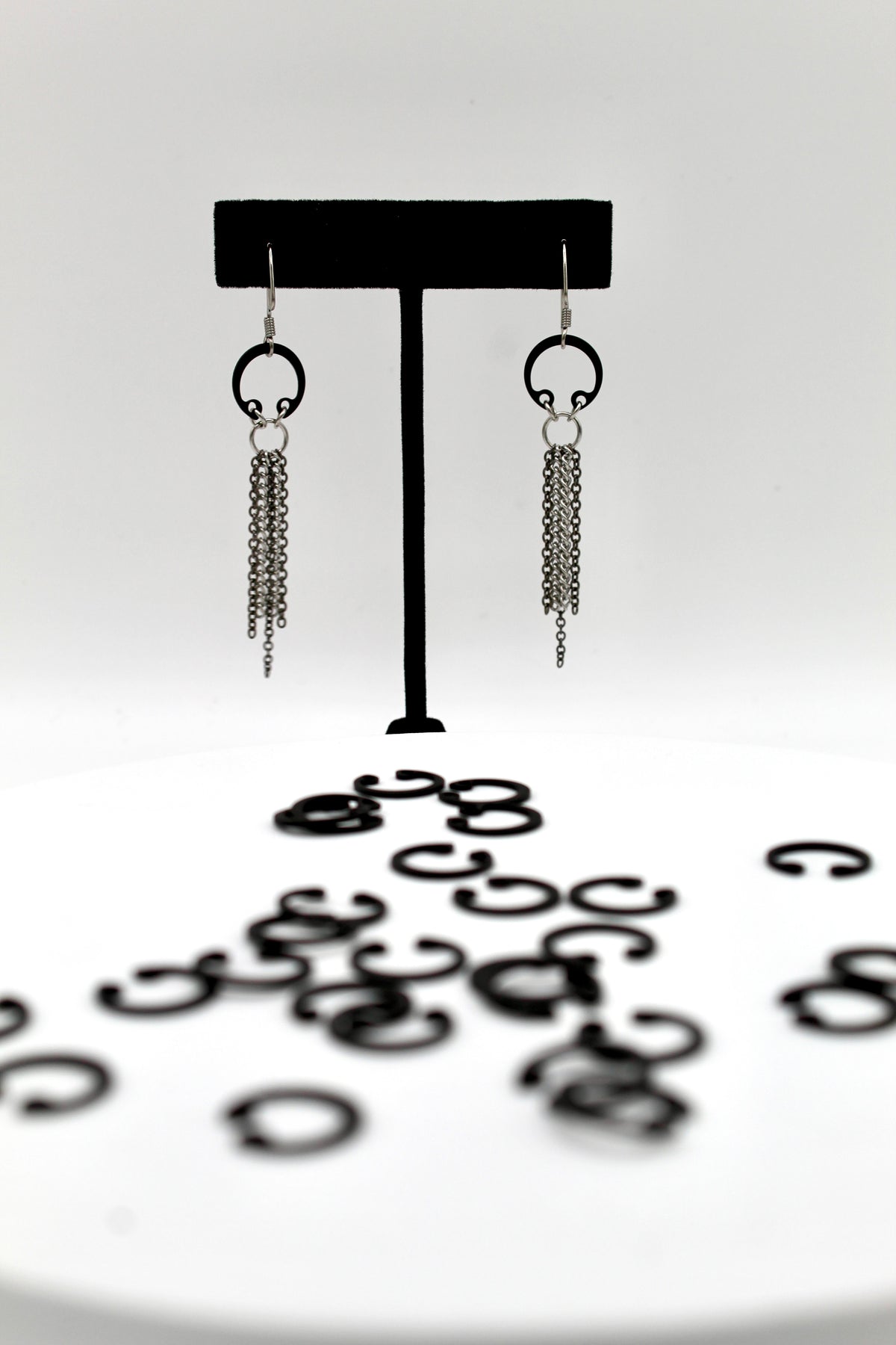 Rainfall Earrings | Repurposed Auto Retaining Rings | Stainless Steel Ear Wire