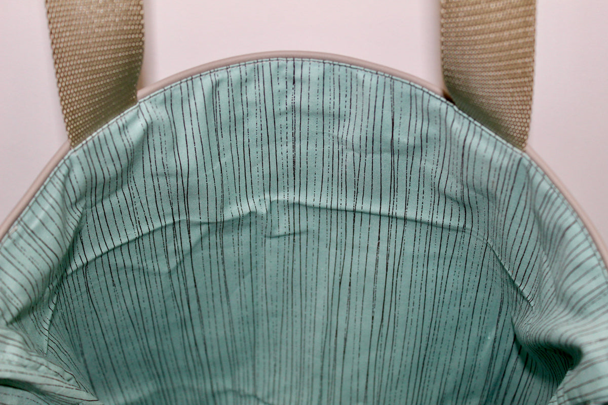 Patchwork Tote | Large Upcycled Auto Leather & Fabric | One of a Kind | White, Gray, Teal Floral