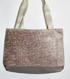 Patchwork Tote | Large Upcycled Auto Leather & Fabric | One of a Kind | Blush and Tan Abstract