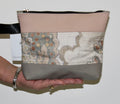 Piece by Piece Wristlet | Upcycled Auto Leather & Fabric | One of a Kind | Blush & Tan Abstract