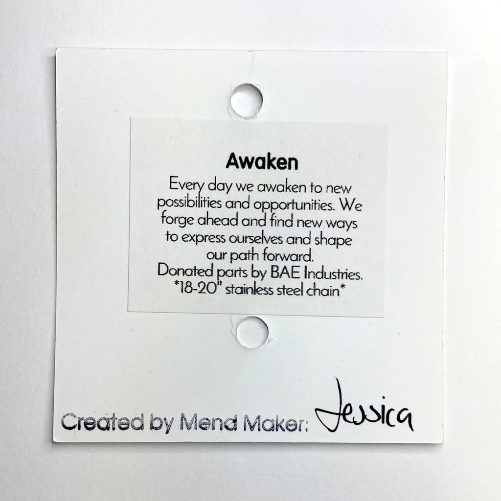 Awaken Necklace | Salvaged Steel Auto Part | Adjustable Stainless Steel Chain