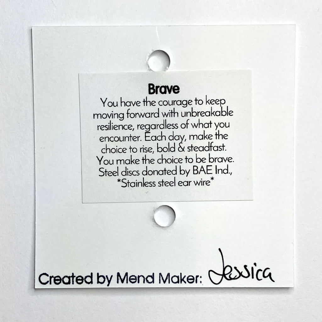 Brave Earrings | Repurposed Steel Automotive Parts | Stainless Steel Ear Wire