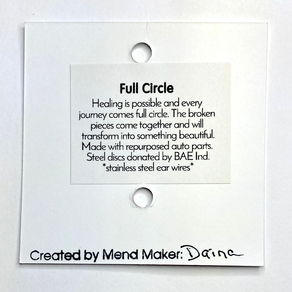 Full Circle Earrings | Repurposed Steel & Brass Automotive Parts | Stainless Steel Ear Wire