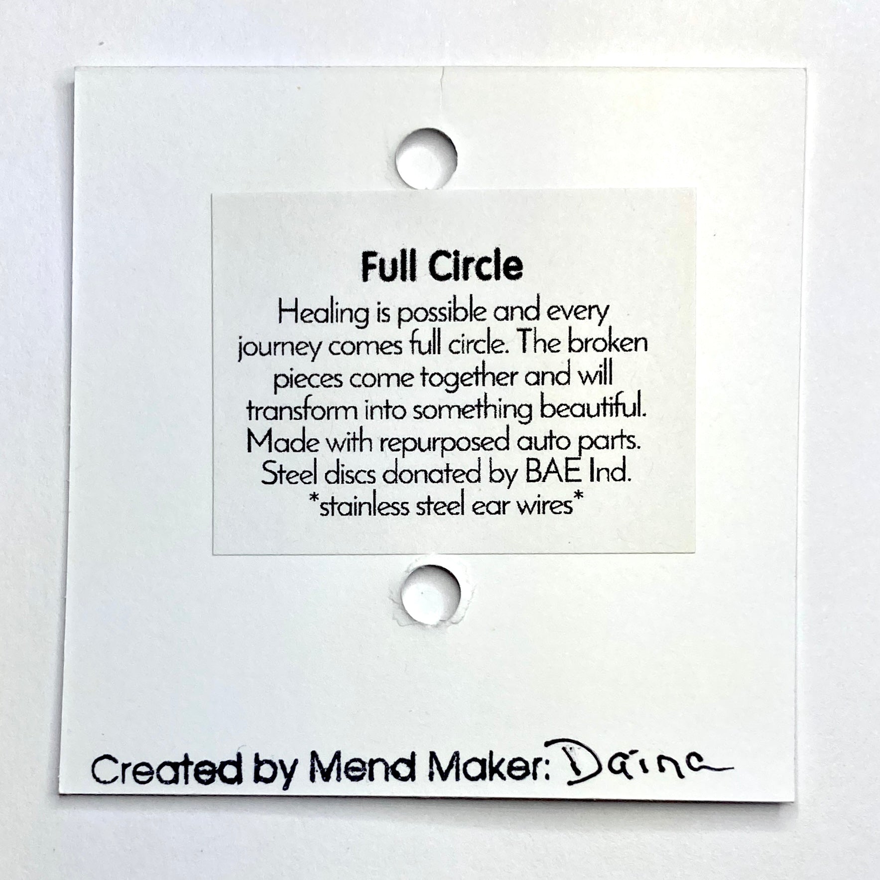 Full Circle Earrings | Repurposed Steel & Brass Automotive Parts | Stainless Steel Ear Wire
