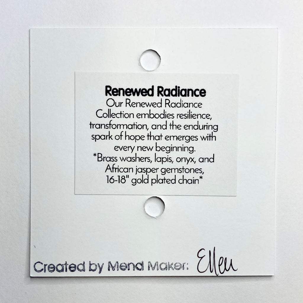 Renewed Radiance Gemstone Necklace | Repurposed Brass Auto Parts | Adjustable Gold Plated Chain