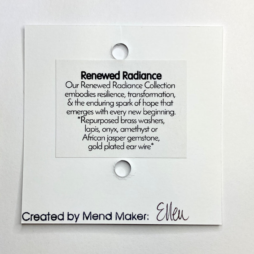 Renewed Radiance Gemstone Earrings | Repurposed Brass Automotive Parts | Gold Plated Ear Wire