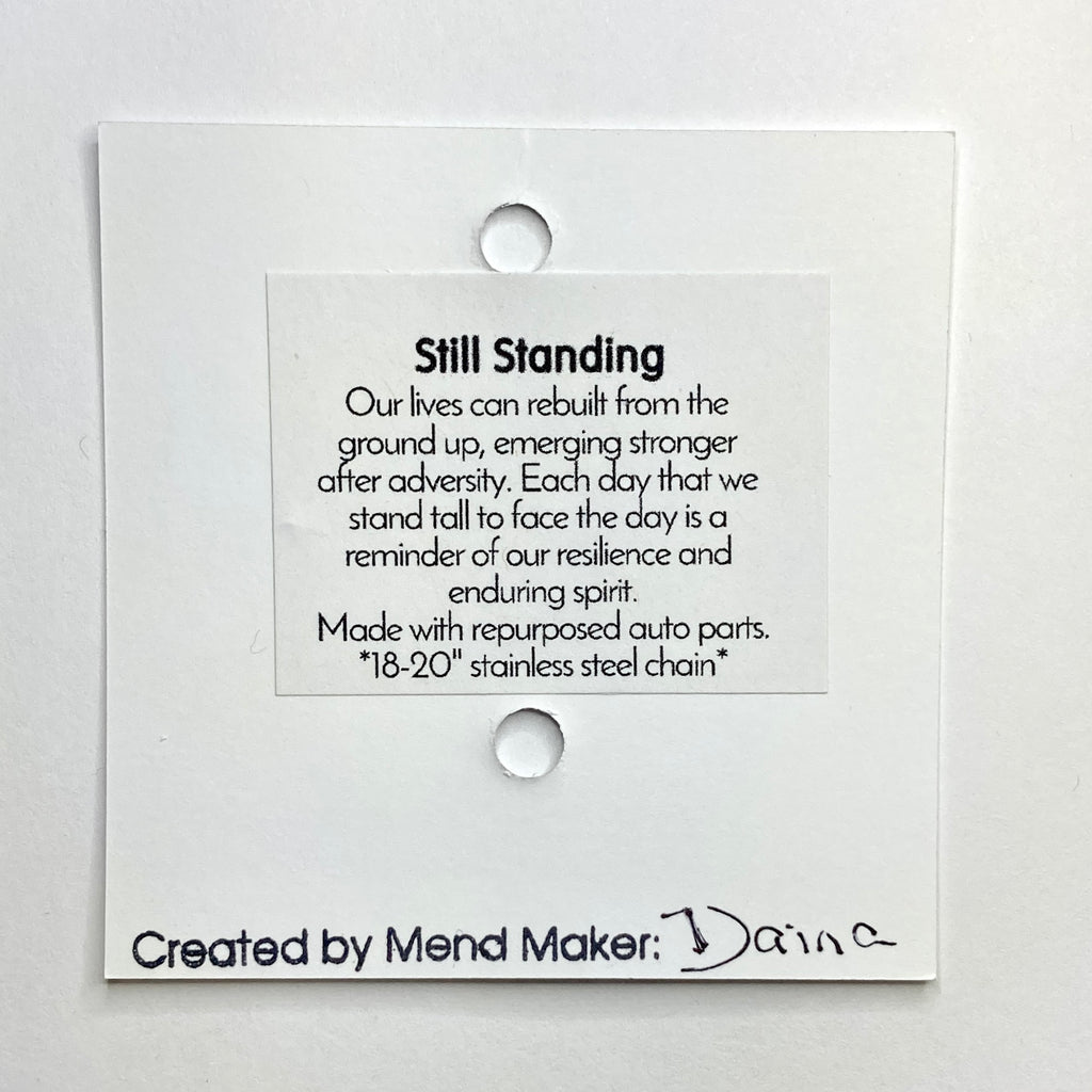 Still Standing Necklace | Salvaged Zinc Auto Parts | Adjustable Stainless Steel Chain