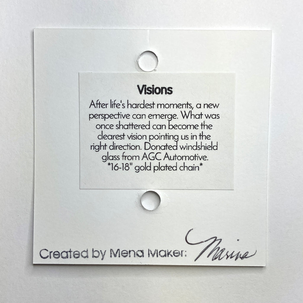 Visions Aqua Glass Necklace | Repurposed Automotive Windshield Glass | Adjustable Gold Plated Chain